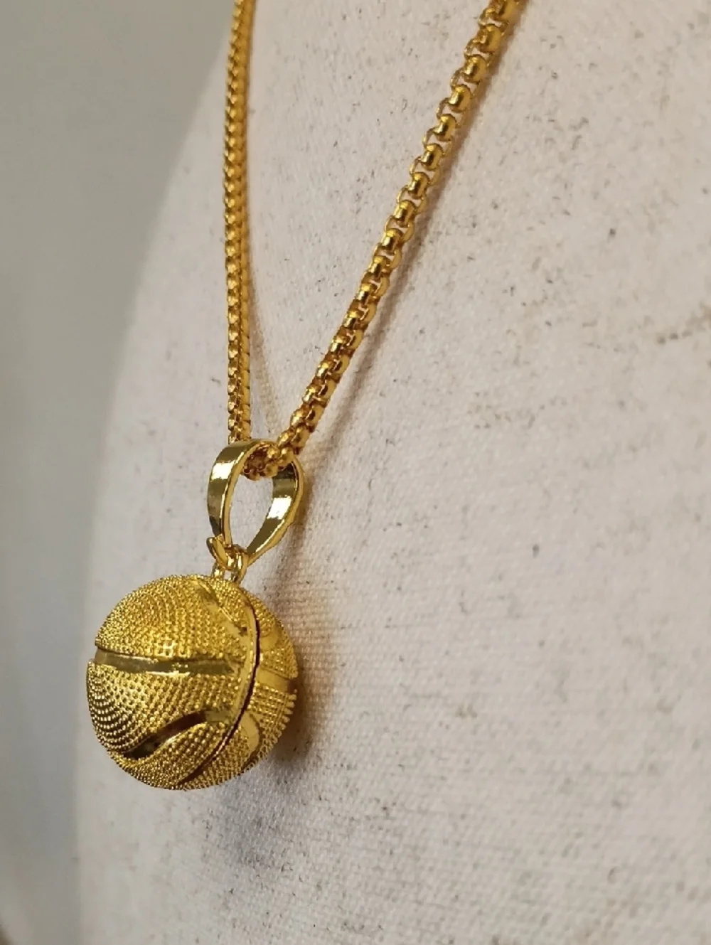 Gold Tone Pave Ball Pendant Necklace Chain Minimalist Layering Jewelry